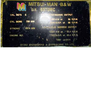 Mitsui Man B W 6S70MC