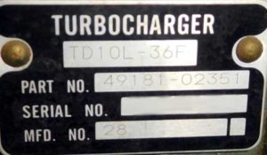 Turbocharger Mitsubishi TD 10 L-36 F