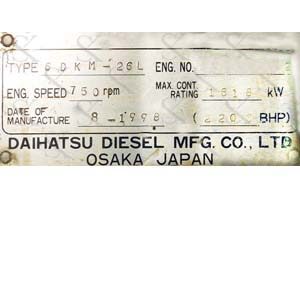 Daihatsu 6 DKM 26 L Main Engine