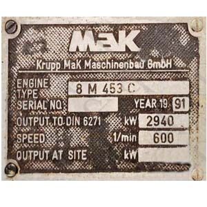 Mak 8 M 453 C Auxiliary Engine