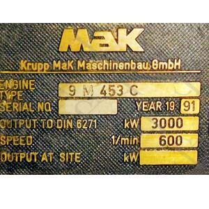 MAK 9 M 453 C Auxiliary Engine