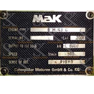 MAK 6 M 43 C Main Engine