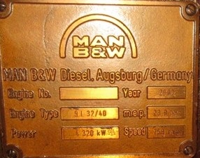 MAN B&W 9 L 32/40 Main Engine